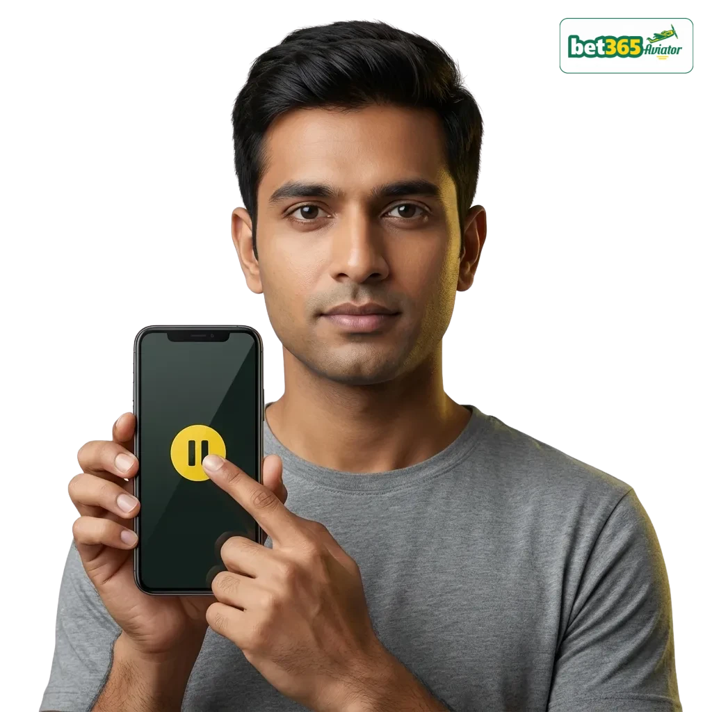 Illustration of a Bet365 user setting deposit limits and time-outs, highlighting responsible gaming and staying in control.