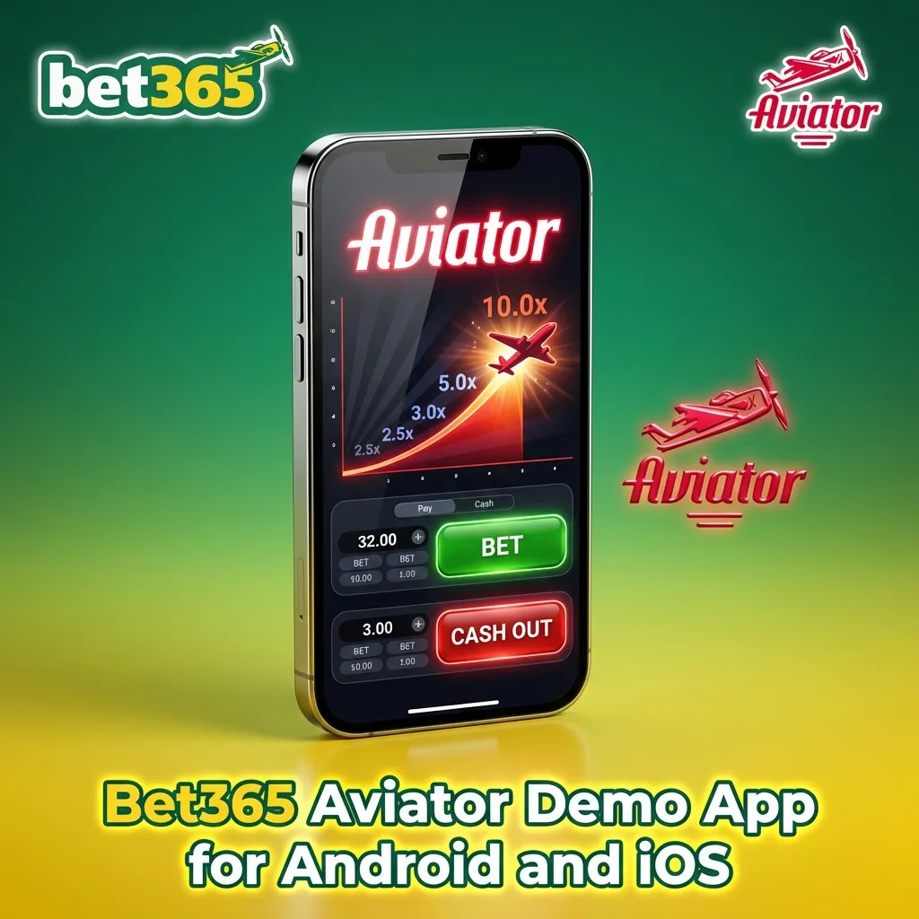 Bet365 Aviator demo app interface on smartphone showing game controls and features for Android and iOS users